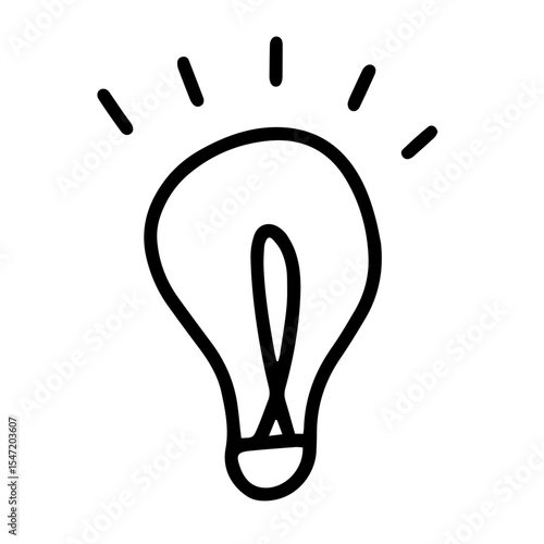 Light bulb icon. Chronicle of an electric light and an inspiration. Hand drawn vector illustration.