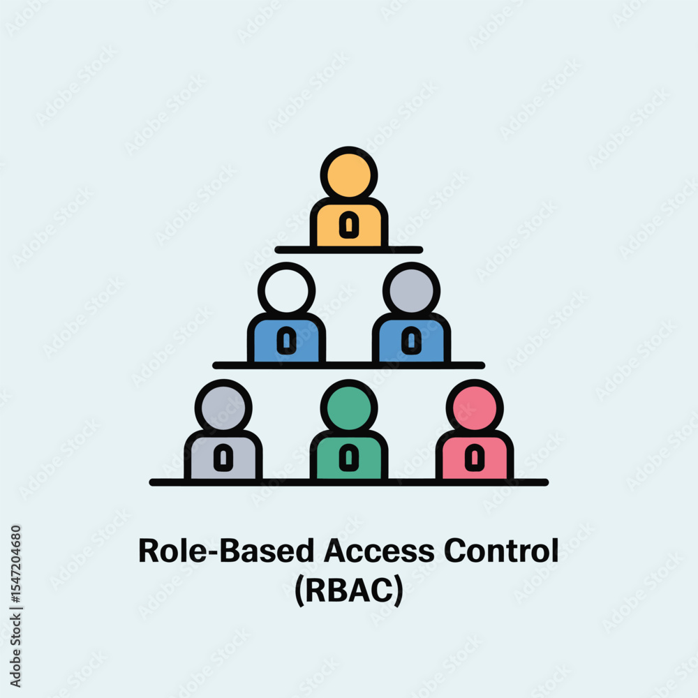 Fototapeta premium Role Based Access Control R B A C Hierarchy Chart Colorful Icons