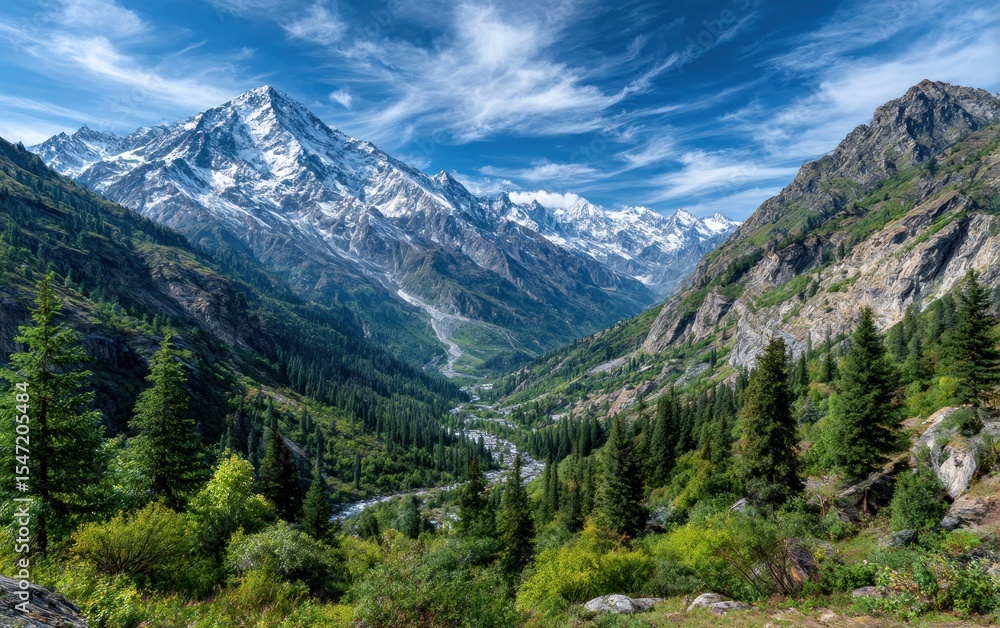 Fototapeta premium Mountain valley panorama