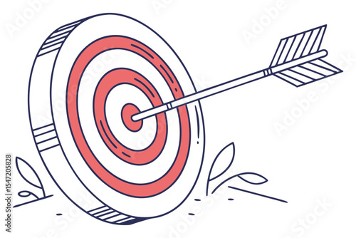 Archery Target with Bullseye Arrow Sketch