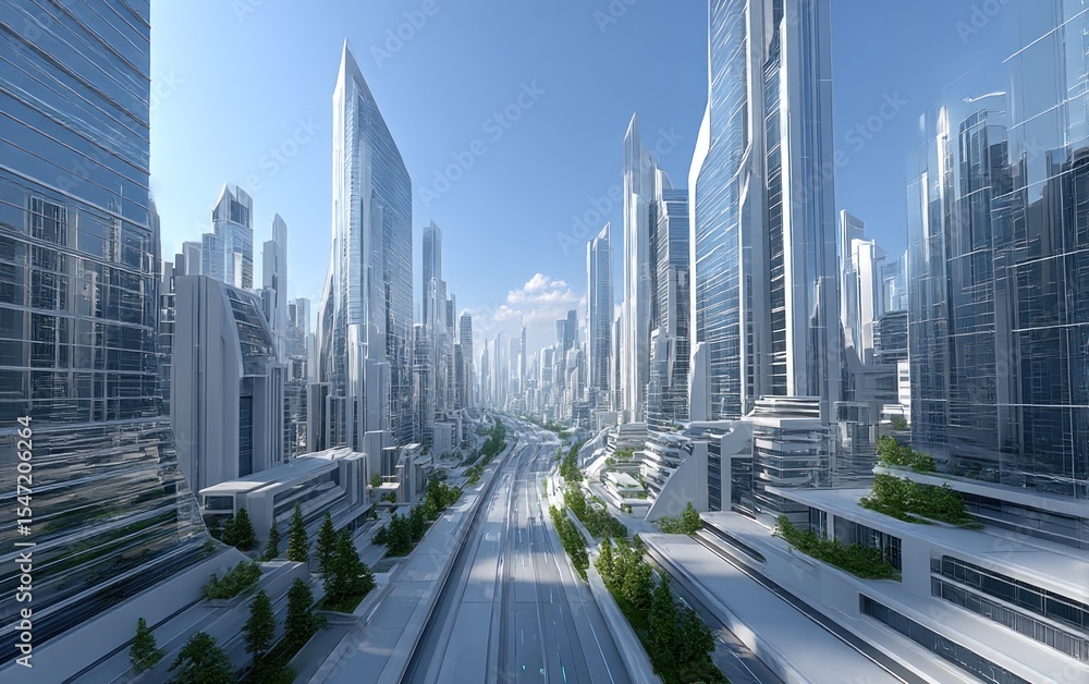 Fototapeta premium Futuristic city skyline