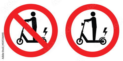 Electric scooter allowed sign and Electric scooters are prohibited sign