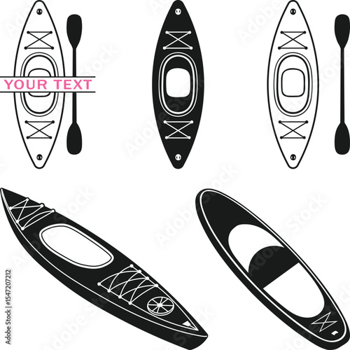Paddleboard Silhouette, Paddle Board Vector SVG, SUP boarding design elements, Kayaks and Paddles Silhouette