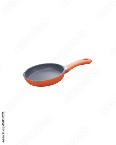 Frying pan in orange with non-stick surface