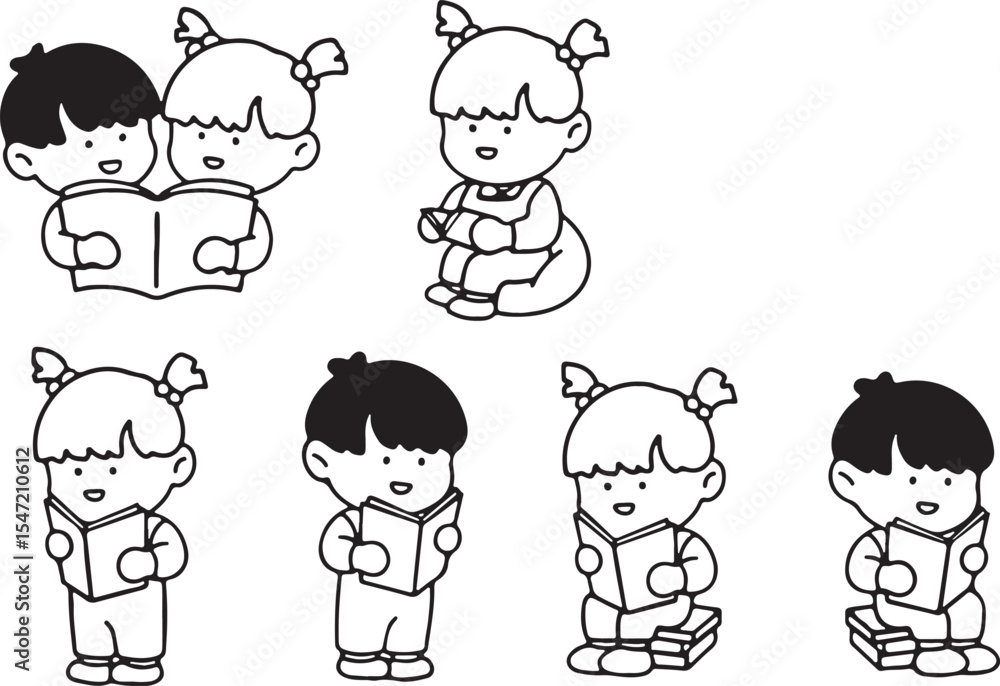 Kids Standing and Sitting – Girls and Boys, Posture, Group, Childhood, Outline, Expression Kids Standing and Sitting – Girls and Boys, Posture, Group, Childhood, Outline, Expression