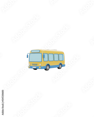 Yellow and blue cartoon city bus