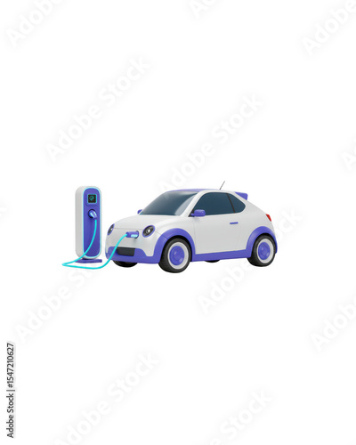 Electric car charging at station