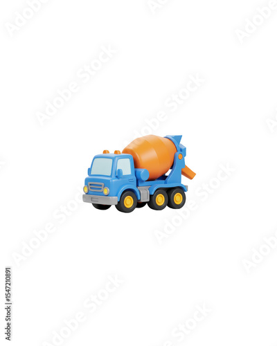 Cement mixer truck in blue-orange color