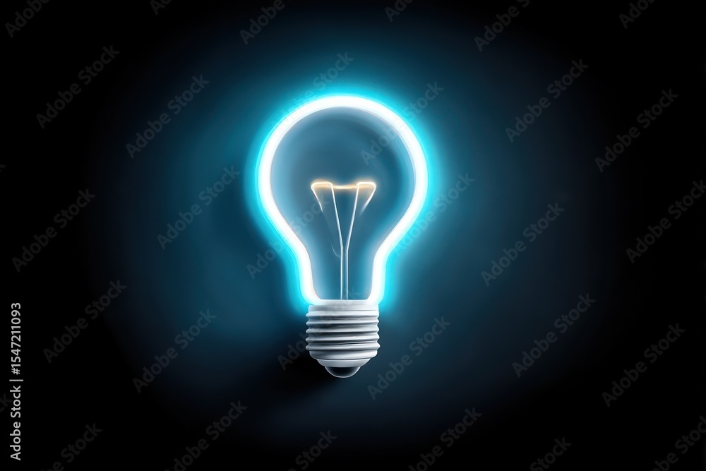 Illuminated lightbulb against dark background Illuminated lightbulb against dark background