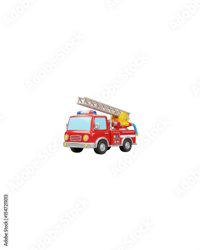 Fire truck with ladder and siren
