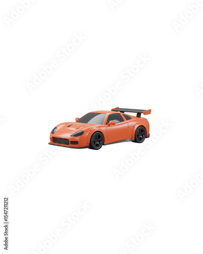 Orange sports car with spoiler