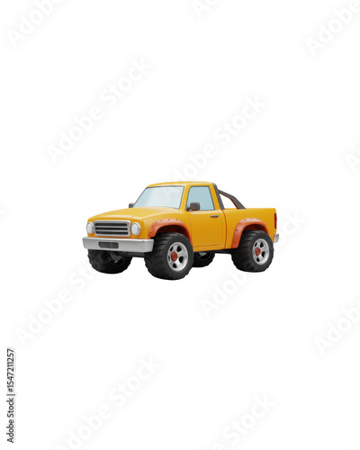 Yellow pickup truck cartoon