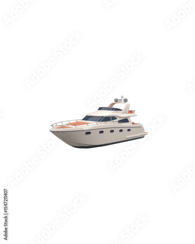 Luxury white yacht with red details