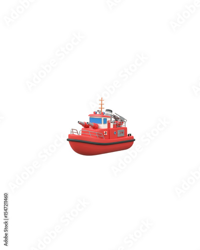 Red fire rescue boat