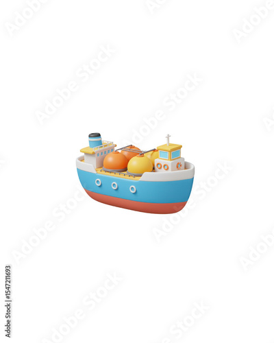 Cartoon cargo boat with goods