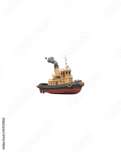 Tugboat with smokestack
