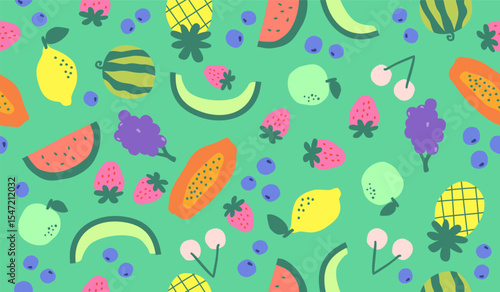 Cute mix fruits pattern background vector design