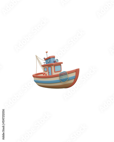 Wooden fishing boat with nets