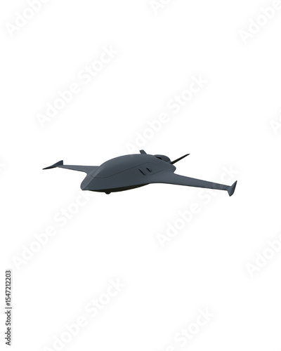 Black military drone flying