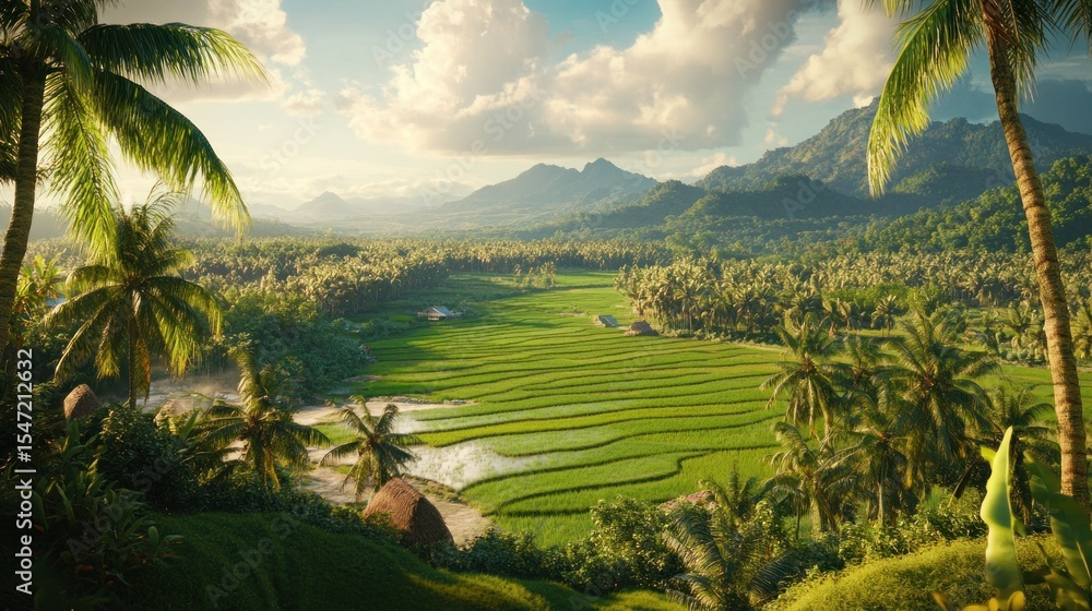 Obraz premium Tropical rice terraces landscape
