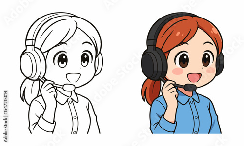 woman customer service coloring page for kids