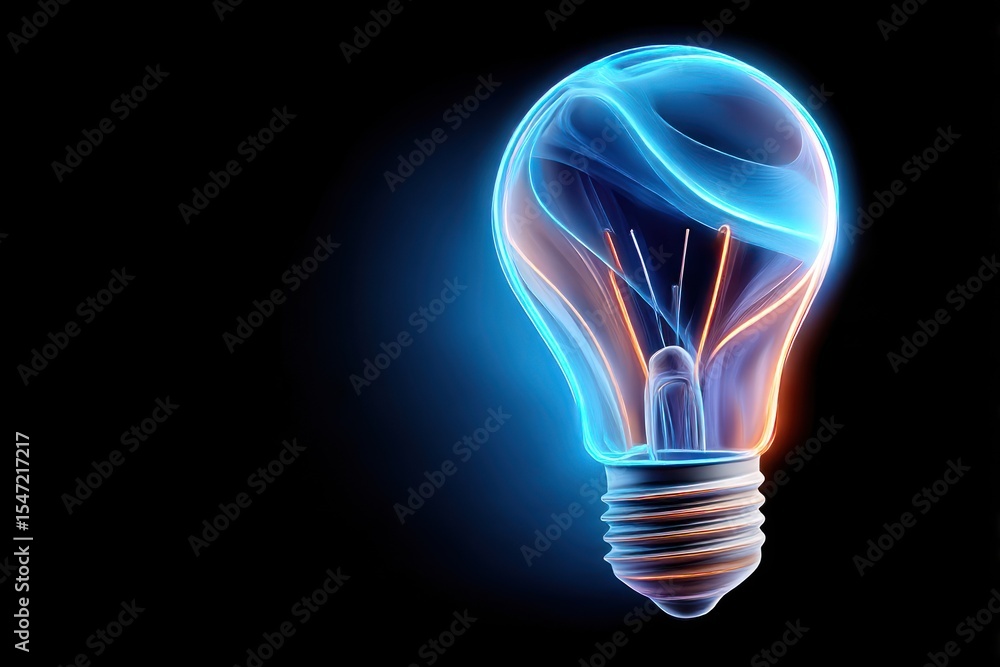 Glowing lightbulb on black background Glowing lightbulb on black background