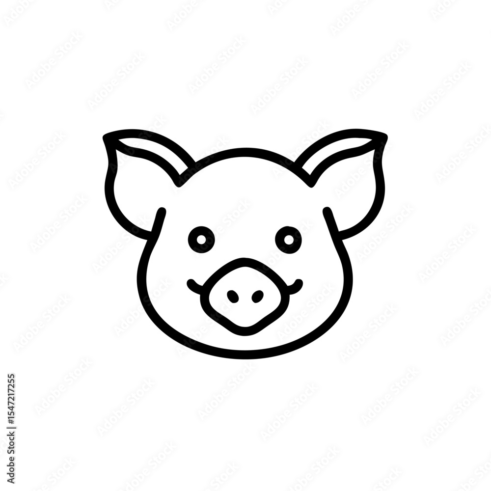 Handdrawn Pig Face Icon Line Art Simple Cute Cartoon Animal piglet swine Handdrawn Pig Face Icon Line Art Simple Cute Cartoon Animal piglet swine