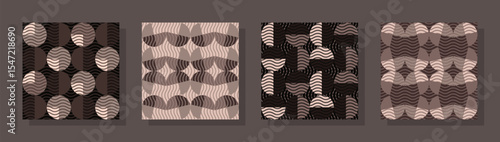 Aesthetic, trendy geometric printable seamless patterns. Modern trendy hand made geometry abstract printable pattern ideas for textile, home decor, banner, template, poster, carpet and rugs.