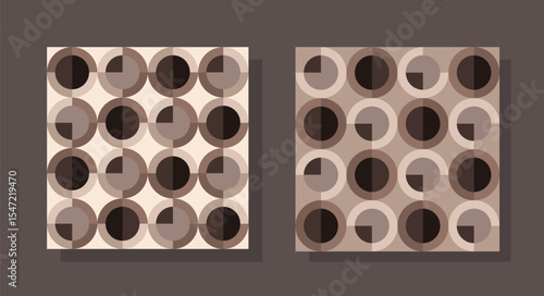 Pair of trendy, modern, chic, seamless geometry vector patterns. Geo Backdrop ideas for textile, home decor, gift wrapping, laminates, carpet and rugs, wall paper, textile. Vector illustration.
