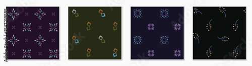 Set of essential ,trendy hand drawn ditsy and geo floral printable patterns. Minimal pattern ideas for men shirting, home decor, wall paper, flyer, background, wall paper. Vector illustration.