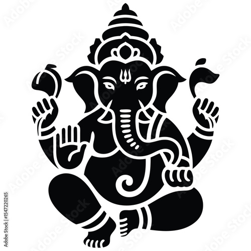 Lord Ganesha vector silhouette image