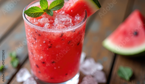 Wallpaper Mural Refreshing Watermelon Slushy in a Glass with Mint Torontodigital.ca