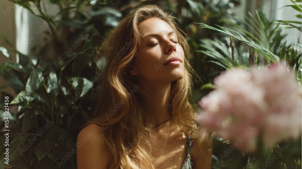 Serene Woman Meditating Outdoors Amidst Blooming Plants for Ultimate Relaxation and Mindfulness Practice Serene Woman Meditating Outdoors Amidst Blooming Plants for Ultimate Relaxation and Mindfulness Practice