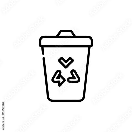 Handdrawn Line Art Recycling Bin Icon Simple Waste Container Symbol recycle garbage