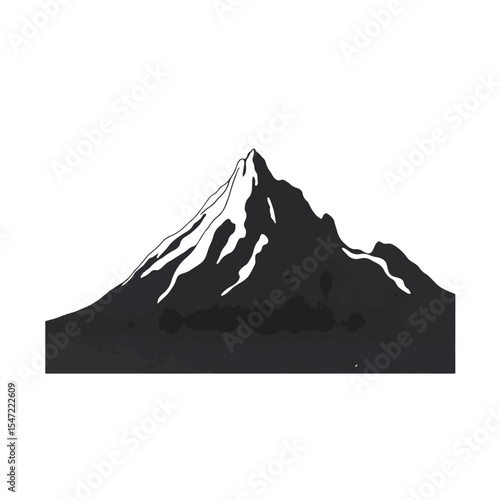 Silhouette of Denali Mountain in Black and White, Alaskan Landmark
