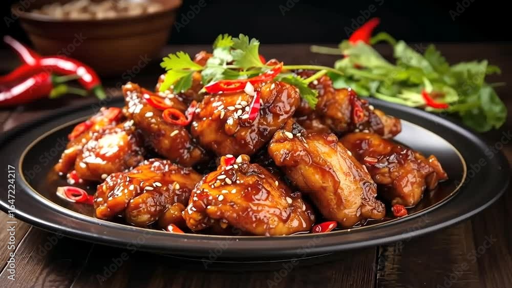 chicken with sweet and spicy background
chicken with sweet and spicy background