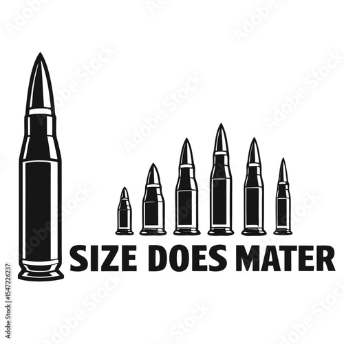 Minimalist Black and White Bullet Size Comparison Graphic Size Does Matter bullets cartridge