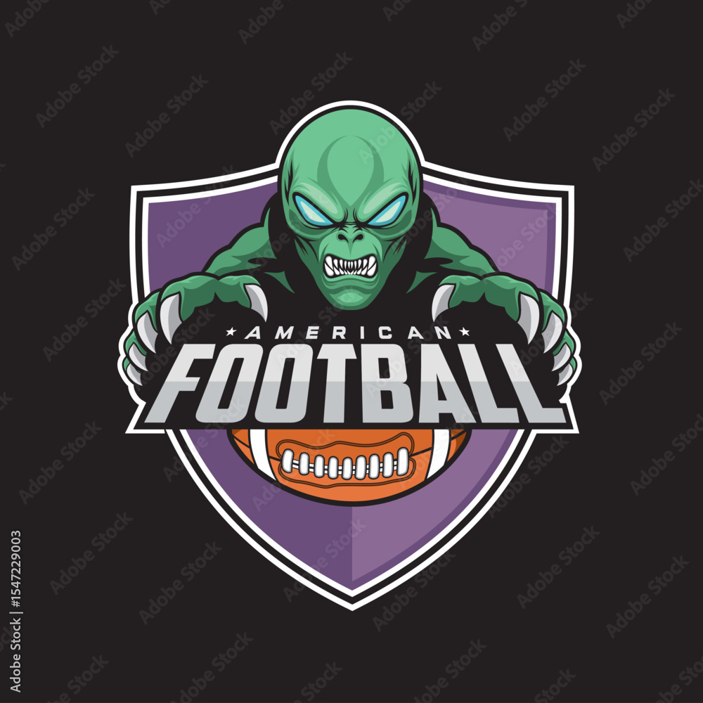 american football club logo alien vector illustration design american football club logo alien vector illustration design