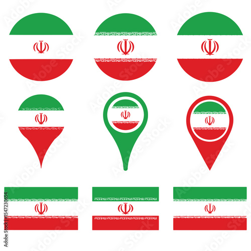 set of iran flag icon vectors 