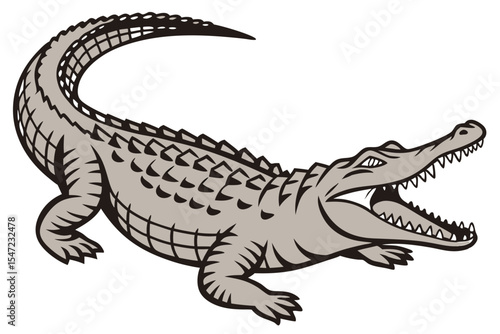 Crocodile Minimalist White Design