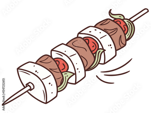 Grilled Kebab Skewers Illustration