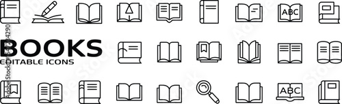 Collection of book icons isolated on white background