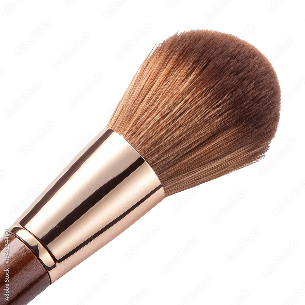 Close-Up of Soft Brown Makeup Brush Bristles and Copper Ferrule with transparent background. Close-Up of Soft Brown Makeup Brush Bristles and Copper Ferrule with transparent background.