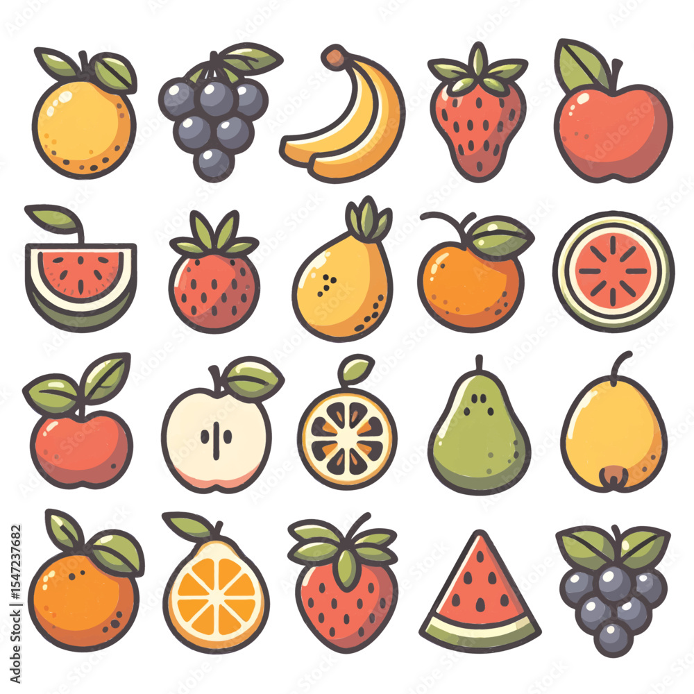 A set of fruit icons A set of fruit icons
