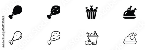 A chicken leg or drumstick icon. Chicken leg or drumstick icon for use in food-related apps, restaurant menus, fast food branding, cooking websites, kitchen infographics, or nutritional guides.