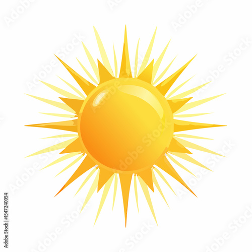 Bright Yellow Sun Vector Icon Glowing Summer Radiance Illustration