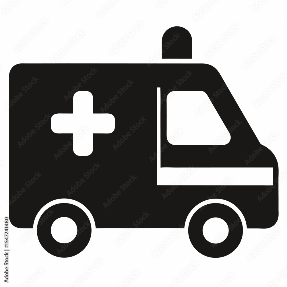 Ambulance silhouette icon on white background Ambulance silhouette icon on white background