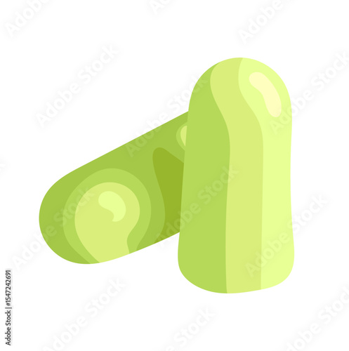 Green Disposable Earplug Illustration Isolated on White Background