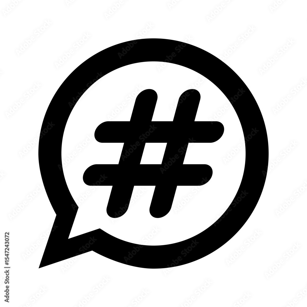 Obraz premium speech bubble with hashtag icon, viral social media post symbol, trend message notification sign