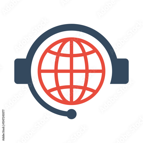 customer service representative icon icon, headphones global music icon symbol, online education sign, remote assistance symbol, global communication vector logo